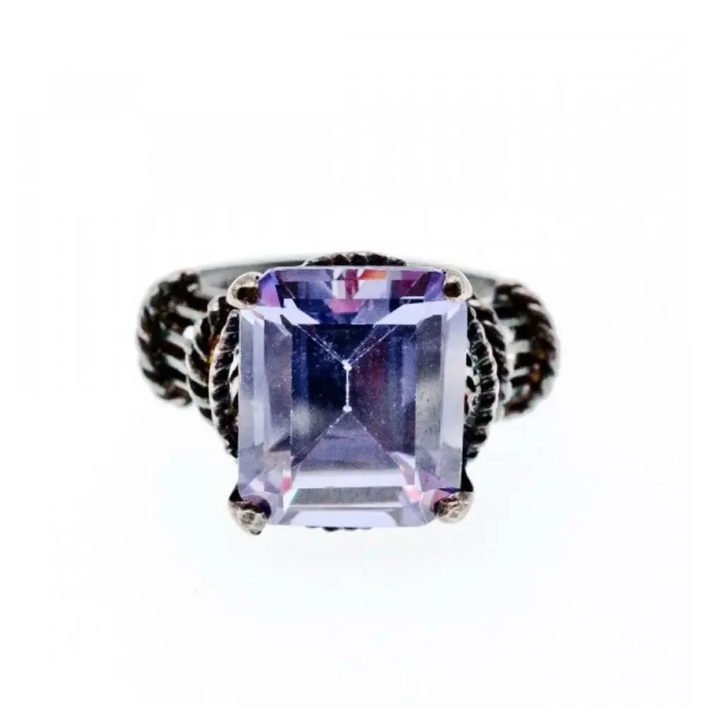 925 Sterling Silver Amethyst Ring Size 6.75